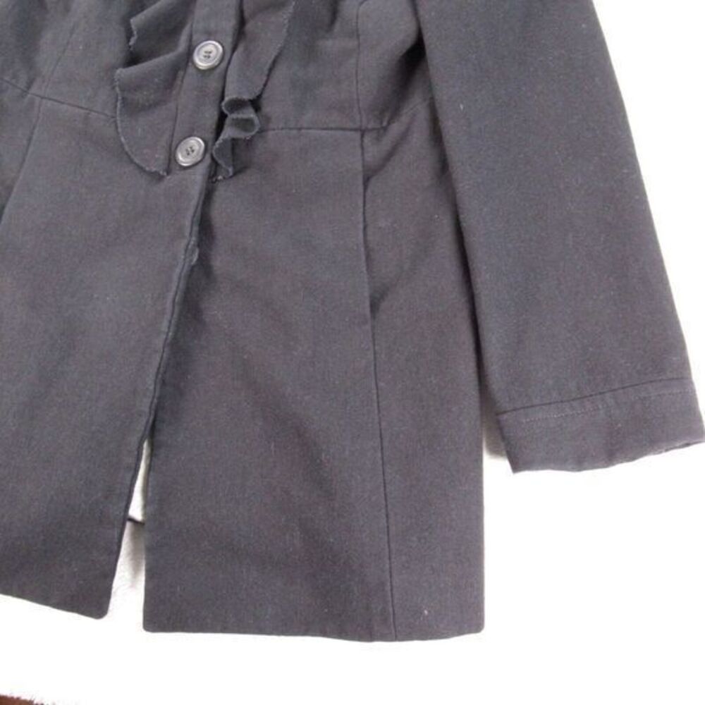 J Crew Wool Blend Jacket Womens 4 Black Lined Ruffle Button Front Peacoat‎ - Picture 6 of 15